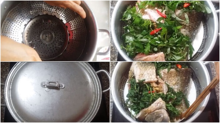 Cá hấp ngải cứu cách thủy